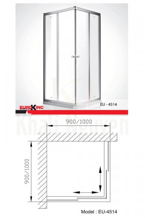Bản vẽ Phòng tắm vách kính Euroking EU-4514