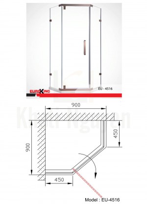 Bản vẽ Phòng tắm vách kính Euroking EU-4516
