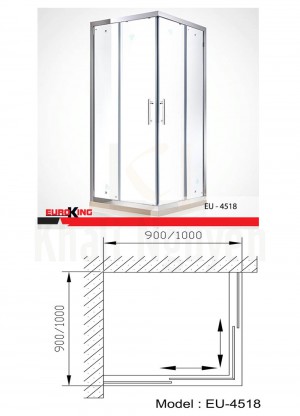Bản vẽ kỹ thuật Phòng tắm vách kính Euroking EU- 4518
