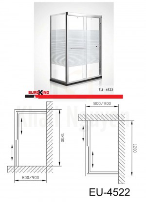 Bản vẽ Phòng tắm vách kính EuroKing EU – 4522