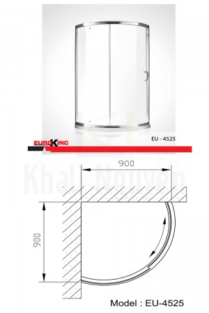 Bản vẽ kỹ thuật  Phòng tắm vách kính EuroKing EU – 4525