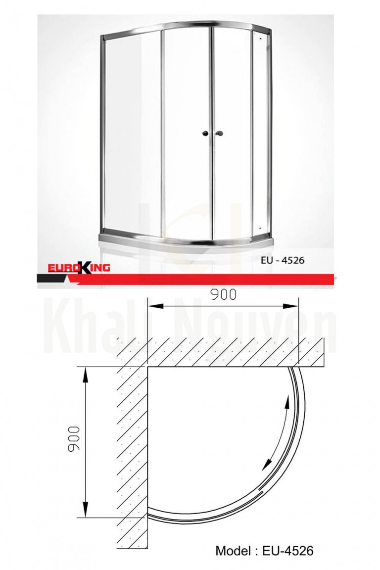 Bản vẽ kỹ thuật Phòng tắm vách kính EuroKing EU – 4526