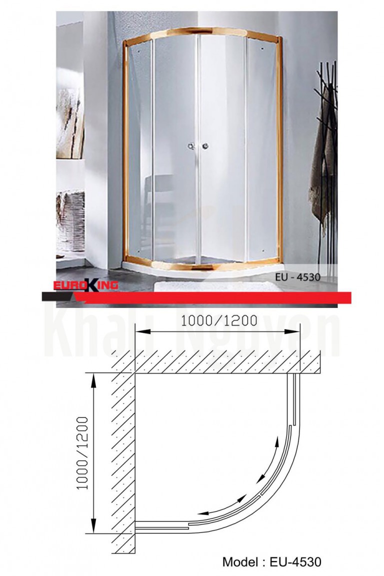 Bản vẽ kỹ thuật phòng tắm vách kính Euroking EU- 4530
