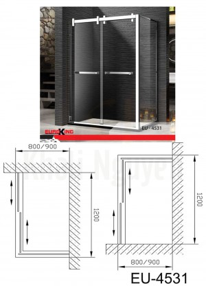 Bản vẽ kỹ thuật phòng tắm vách kính Euroking EU- 4531