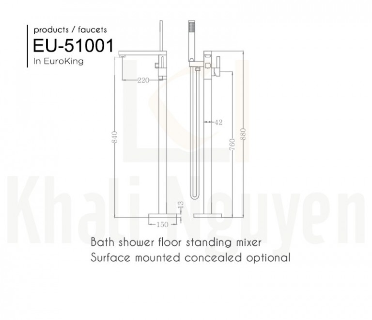 Bản vẽ sen tắm bồn EU-51001