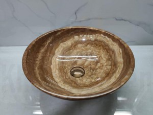 Chậu lavabo đá tự nhiên size 28 màu vân gỗ