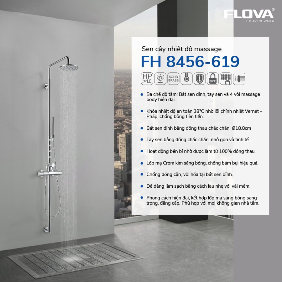 Thông tin sen tắm cây nhiệt độ Flova FH 8456-619