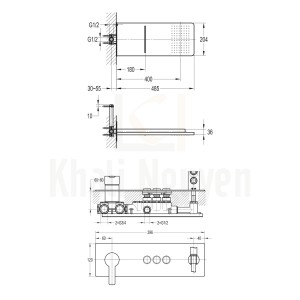 Bản Vẽ Sen Tắm Âm Tường Flova FH 7380-D117