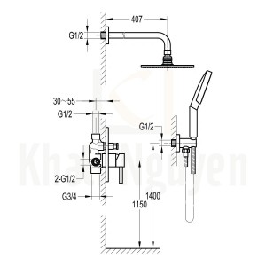 Bản Vẽ Sen Tắm Âm Tường Flova FH 8316-D11