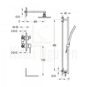 Bản Vẽ Sen Tắm Âm Tường Flova FH 9932A-D51