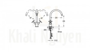 Bản Vẽ Vòi Rửa Bát Flova FH 8717C-617 Nóng Lạnh 2 Tay Xoay