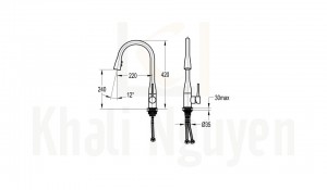 Bản Vẽ Vòi Rửa Bát Flova FH 8763-D73 Nóng Lạnh