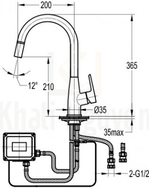 Bản Vẽ Vòi Rửa Bát Flova FH 8783-D80 Cảm Ứng
