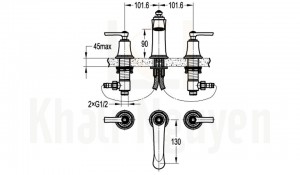 Bản Vẽ Vòi Lavabo Flova FH 8259AC-683 2 Tay Xoay Nóng Lạnh