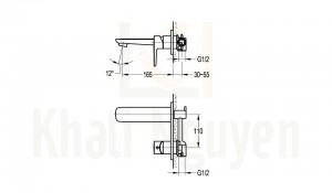 Bản Vẽ Vòi Lavabo Gắn Tường Flova FH 8283-D80