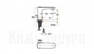 Bản Vẽ Vòi Lavabo Flova 1 Lỗ FH 9883-D79 Nóng Lạnh Cổ Thấp