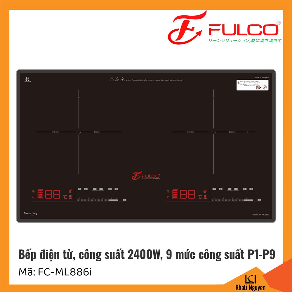 Bếp điện từ Fulco FC-ML886i | Công suất 2400W | 9 Công suất nấu | Made In Malaysia