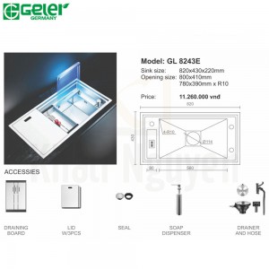 Bản vẽ kỹ thuật chậu rửa bát Inox Geler GL-8243E