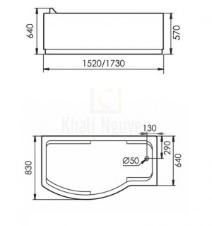 Bản Vẽ Bồn Tắm Massage Gemy G9010-1.5 Khử Trùng Bằng Ozon 1m5