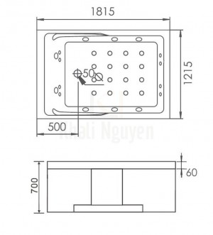 Bản Vẽ Bồn Tắm Massage Âm Gemy G9051