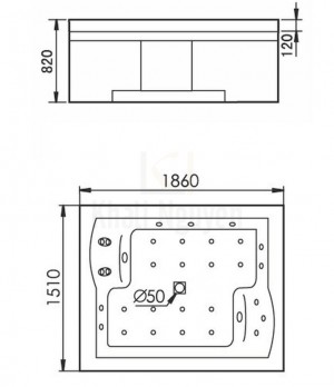 Bản Vẽ Bồn Tắm Massage Gemy G9052-2