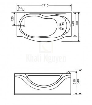 Bản Vẽ Bồn Tắm Massage Gemy G9072-2