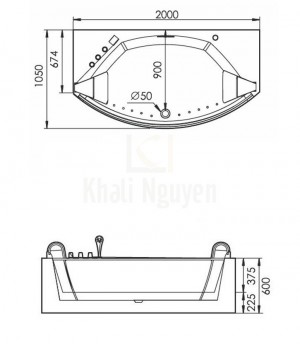 Bản Vẽ Bồn Tắm Massage Gemy G9079