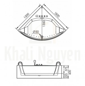 Bản Vẽ Bồn Tắm Massage Gemy G9097 Dùng Cho 2 Người
