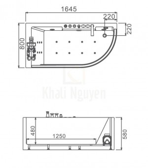 Bản Vẽ Bồn Tắm Massage Gemy G9227(L/R)