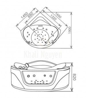 Bản Vẽ Bồn Tắm Đôi Massage Gemy G9247