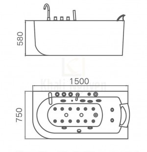 Bản Vẽ Bồn Tắm Massage Gemy G9261