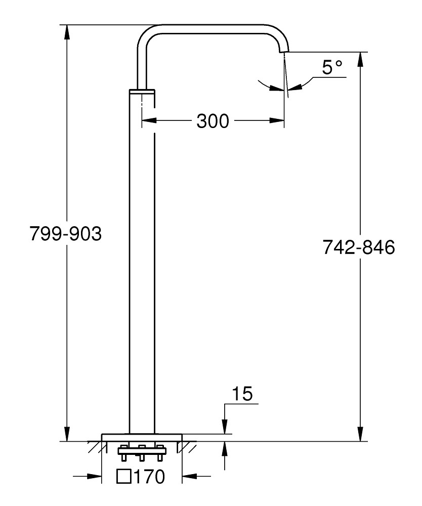 Bản Vẽ Sen Bồn Tắm Grohe 13218000 Allure Đặt Sàn