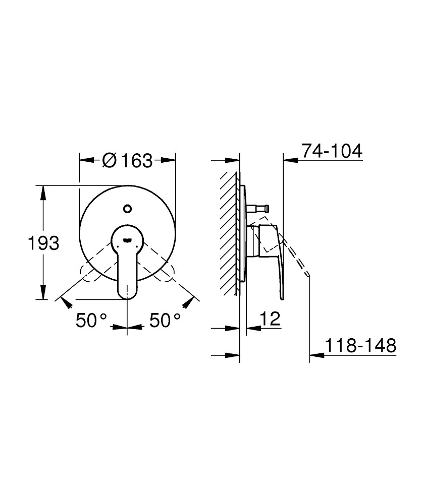 Bản Vẽ Mặt Nạ Bộ Sen Âm Grohe 19506002