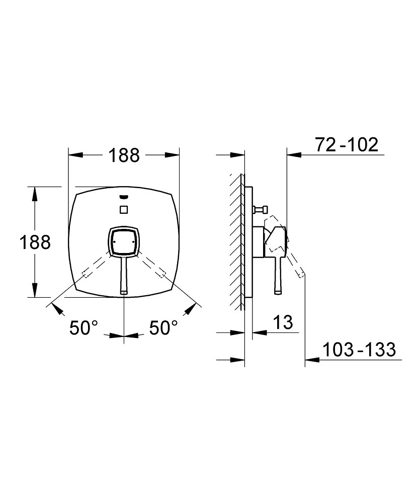 Bản Vẽ Mặt Nạ Điều Khiển Nhiệt Vòi Sen Grohe 19920IG0