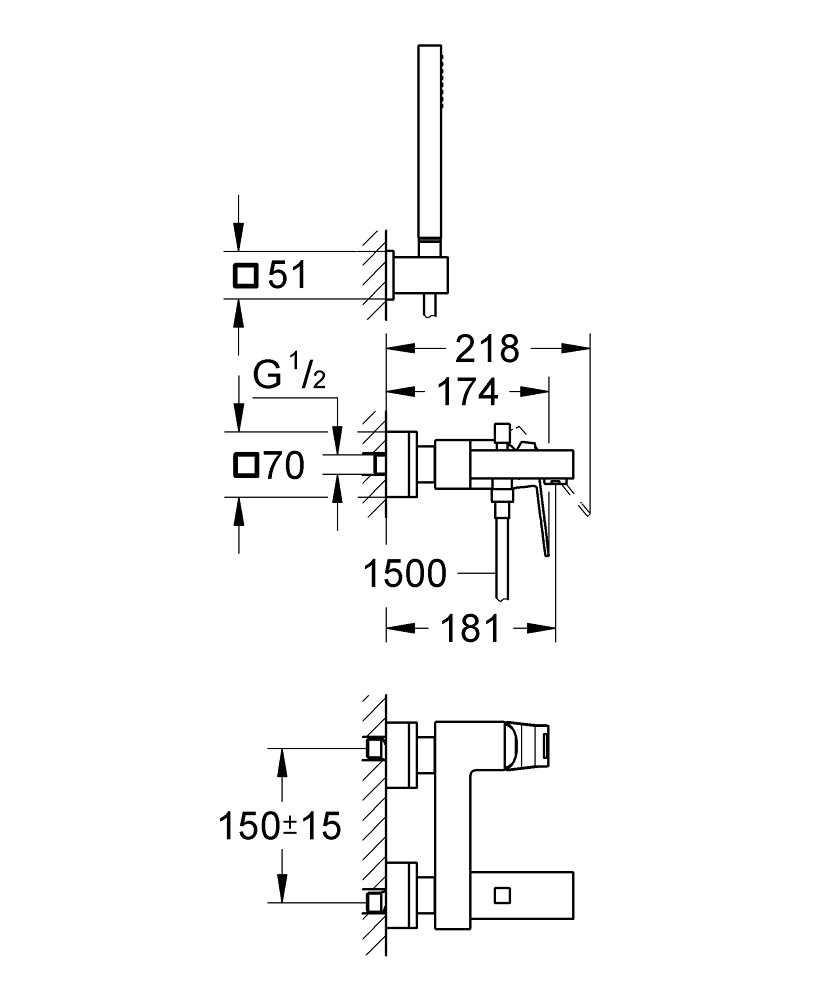 Bản Vẽ Sen Tắm Grohe 23141000 Eurocube