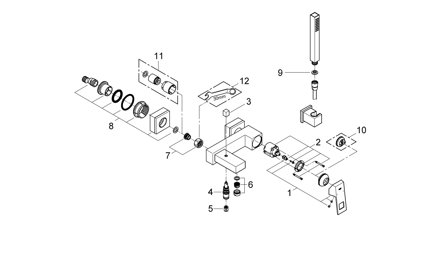 Phụ Kiện Lắp Đặt Sen Tắm Grohe 23141000 Eurocube