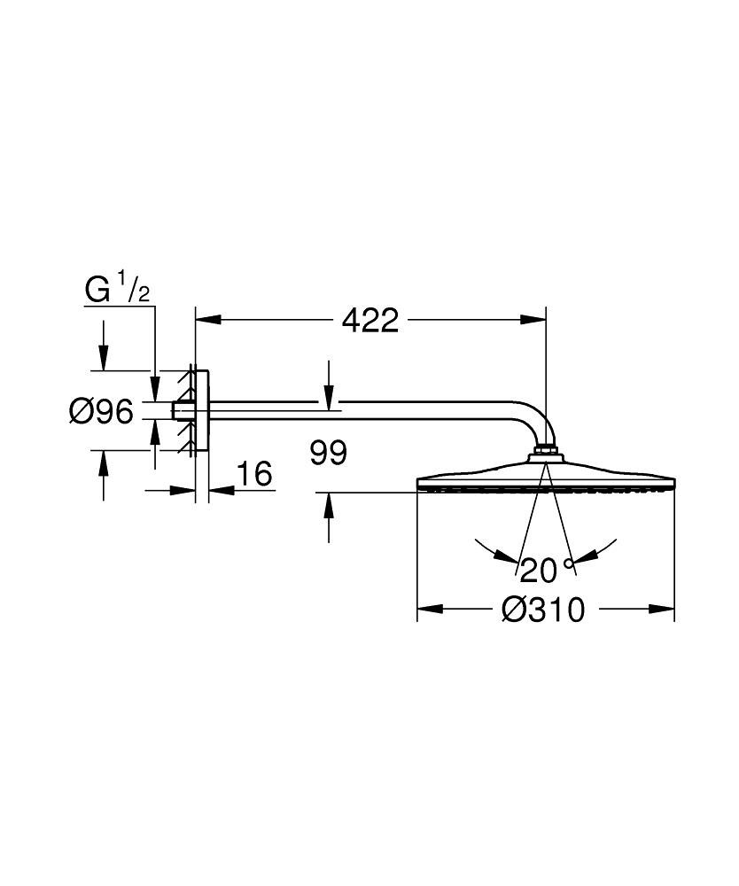 Bản Vẽ Bát Sen Grohe Gắn Tường 26557000