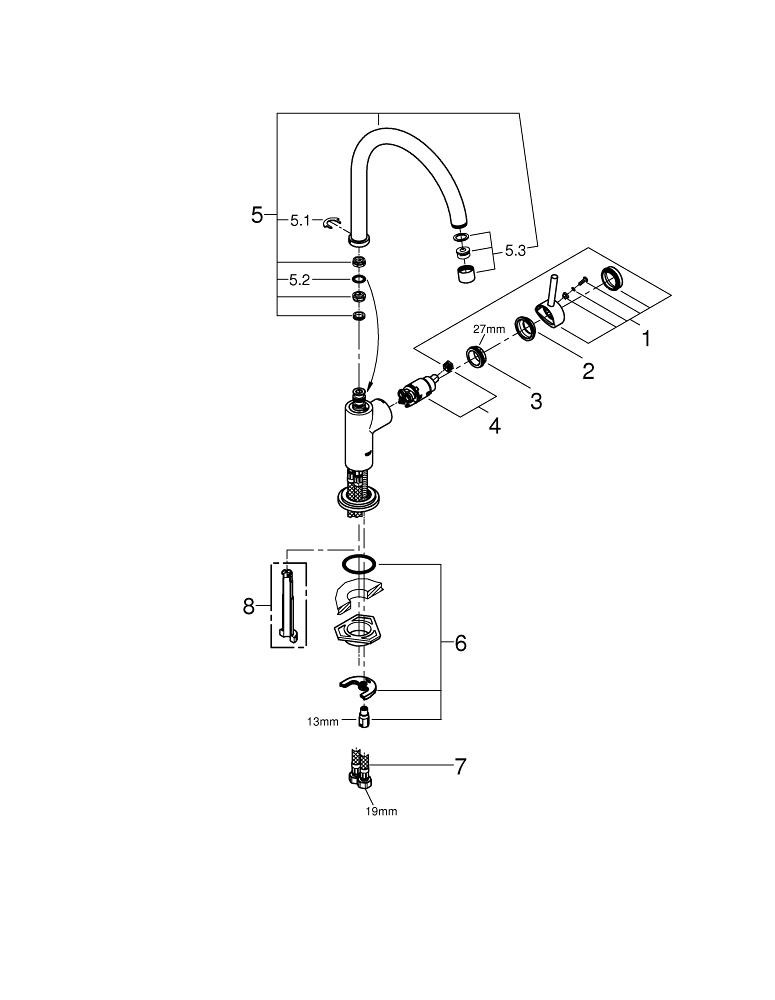 Phụ Kiện Lắp Đặt Vòi Bếp Nóng Lạnh Grohe 32003001 Atrio