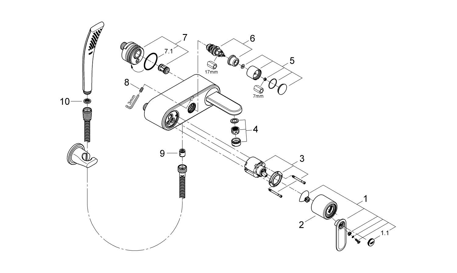 Phụ Kiện Sen Tắm Grohe 32196000 Veris, nóng lạnh