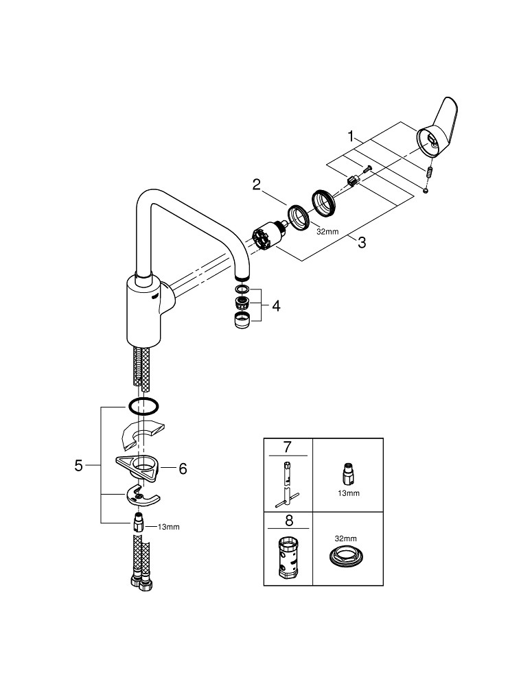 Phụ Kiện Lắp Đặt Vòi Bếp Nóng Lạnh Grohe 32259002