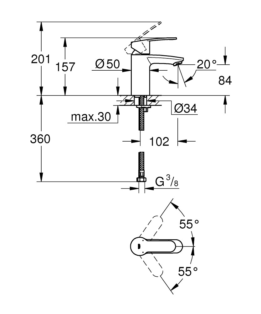 Vòi Chậu Grohe 1 Lỗ 3246820E Eurostyle S-SIZE