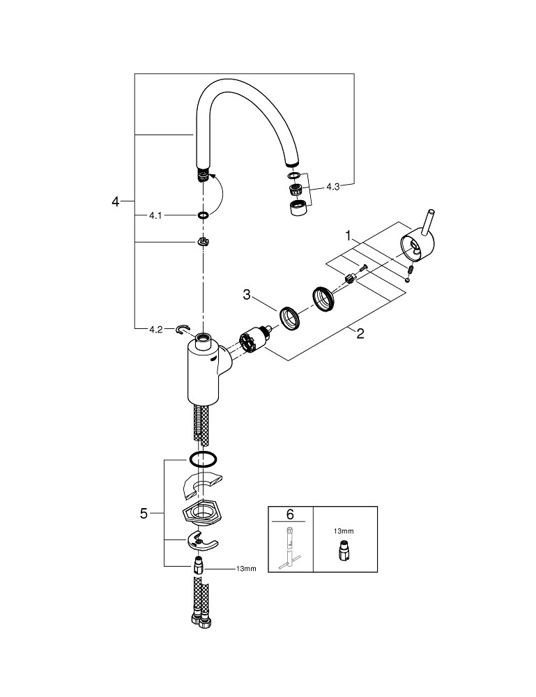 Phụ Kiện Lắp Đặt Vòi Bếp Nóng Lạnh Grohe 32661001