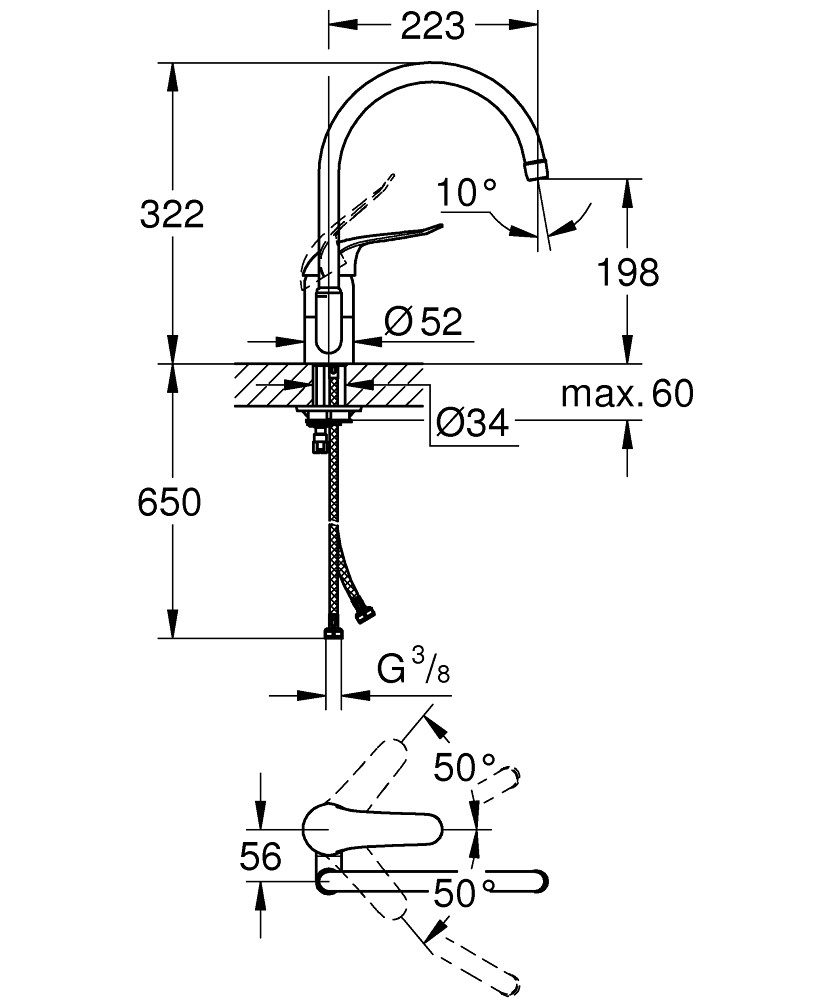 Bản Vẽ Vòi Bếp Nóng Lạnh Grohe 32786000