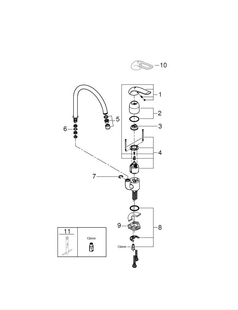 Phụ Kiện Lắp Vòi Bếp Nóng Lạnh Grohe 32786000