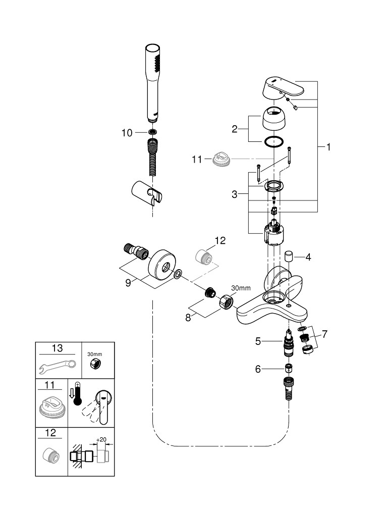 Phụ Kiện Lắp Đặt Sen Tắm Grohe Eurosmart Cosmo Grohe 32832000