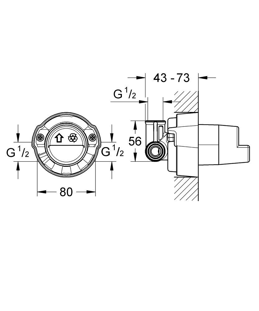 Bản Vẽ Bộ Trộn Âm Tường Grohe 32962000