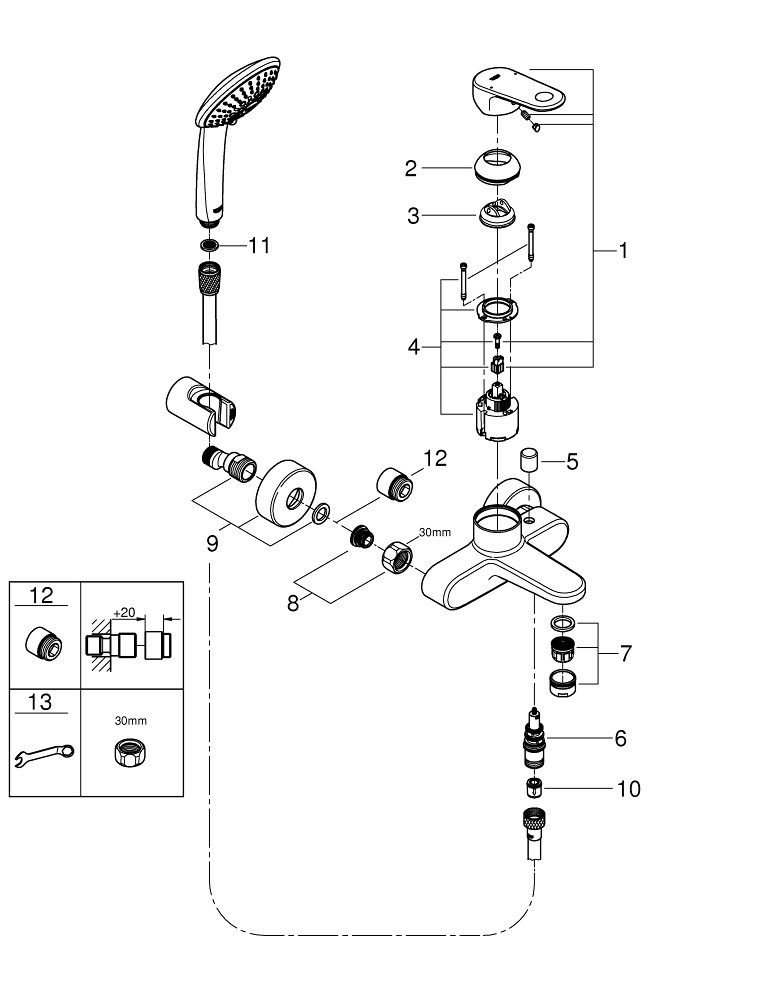 Phụ Kiện Bộ Sen Tắm Thường Grohe 33547002 Europlus