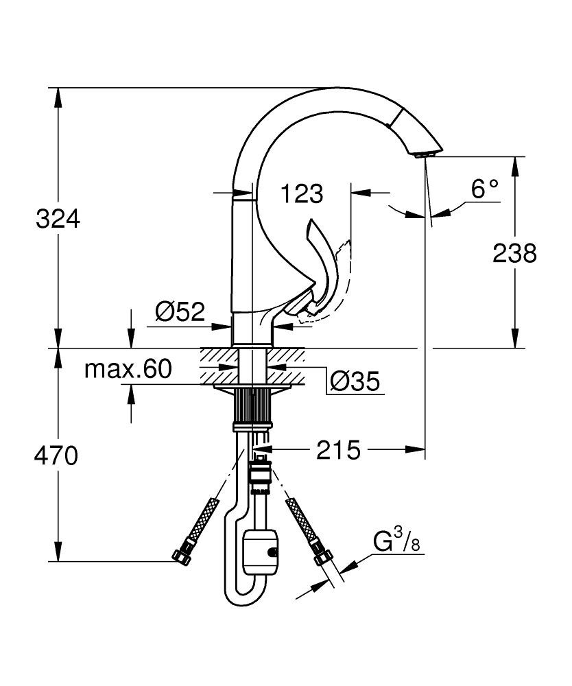 Bản Vẽ Vòi Bếp Nóng Lạnh Grohe K4 33786000