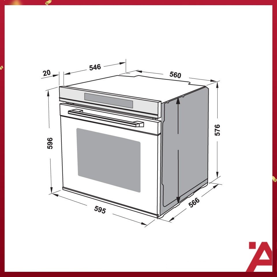 Bản vẽ kỹ thuật lò nướng âm tủ Hafele HO-8T72A