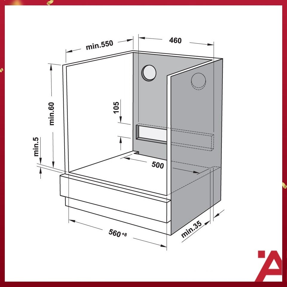 Bản vẽ kỹ thuật lò nướng âm tủ Hafele 538.01.421